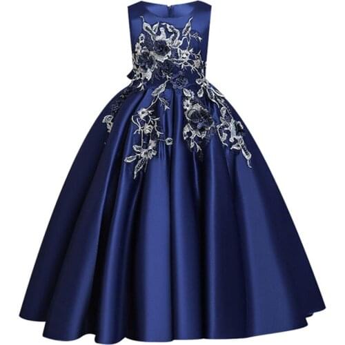 4-14Yrs Christmas Party Dress For Girls Princess Dress Teenagers Kids Girls Wedding Long Dress Formal Sleeveless Dress Clothes