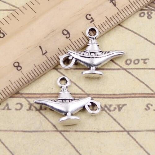 20pcs Charms Aladdin Magic Lamp Genie 22x18mm Tibetan Silver Color Pendants Antique Jewelry Making DIY Handmade Craft
