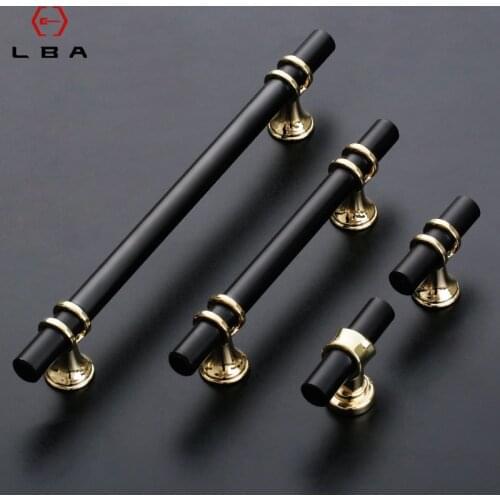 Black Gold Kitchen Door T Bar Straight Handle Cabinet Pull Wardrobe Long Handle Zinc and Aluminum Handles Furniture Knobs