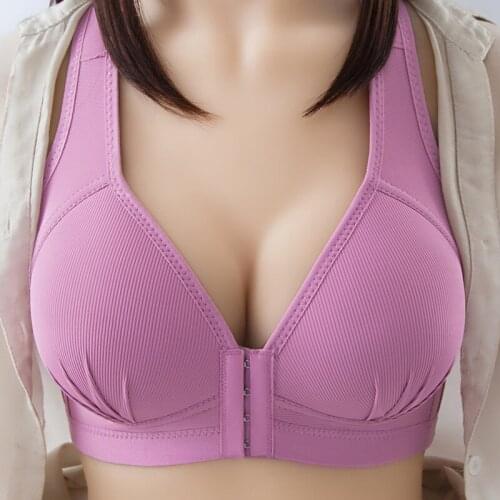 Sexy Push Up Bra Front Closure Solid Color Brassiere Wireless Bralette Breast Seamless Bras For Women Underwear Plus Size 36-46
