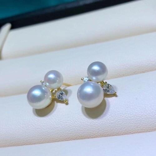 TWO PEARL 925 Sterling Silver Earrings Base Mountings Parts Fittings Accessories for Pearls Beads Stones Agate Jade Crystal