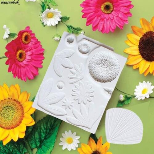Minsunbak Daisy Leaf Pattern Silicone Fondant Mold Leaves Dry Paisley Candy Chocolate Baking Tools Kitchen Accessories