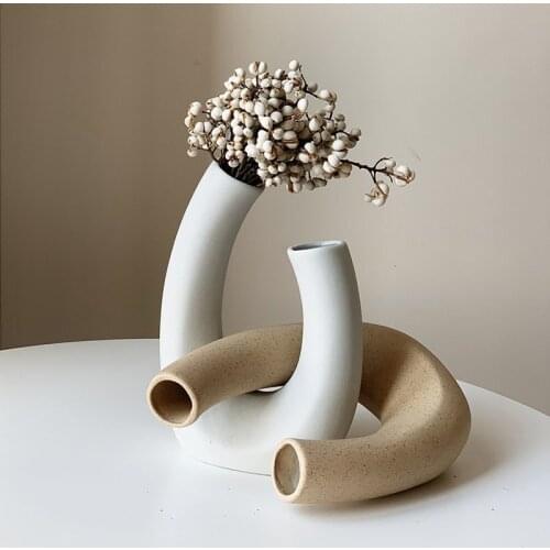 Nordic Creative Vegetarian Embryo Ceramic Dried Flower Plant Vase Home Decoration Living Room Bedroom Art Flowers Ornaments