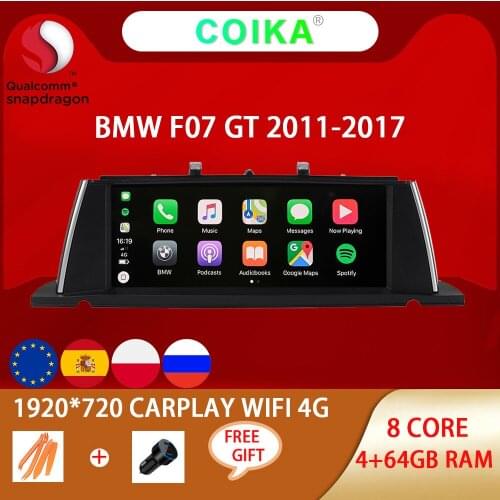 Snapdragon 8 Core Android 10.0 System For BMW F07 GT 2011-2017 GPS Navi Radio PIP 4+64GB WIFI 4G LTE IPS Touch Screen 1920*720