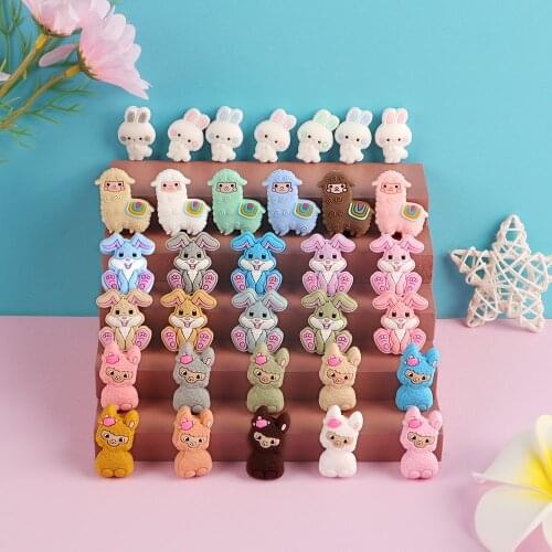 Sunrony 10pcs New Baby Silicone Beads Cartoons Rabbit Animal Chewing Pandent Accessories DIY Jewelry Pacifier Clip Teething Toy
