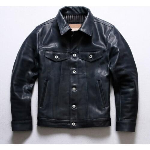 X507 Read Description! Asian Size Super Top Quality Genuine Horse Leather Slim Classic Durable Horsehide Stylish Rider Jacket