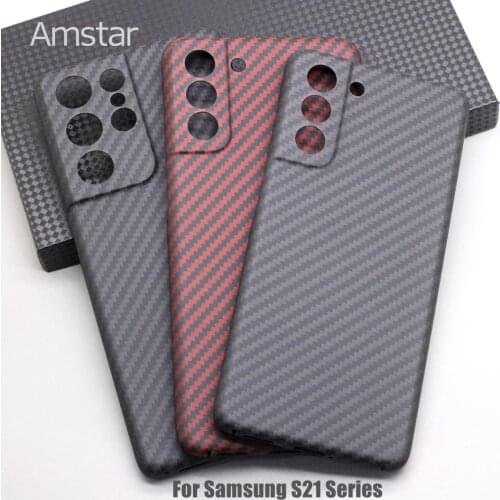 Amstar Pure Carbon Fiber Lens Protection Phone Case for Samsung S21 Plus Ultra Note 20 Ultra Real Carbon Fiber Hard Case Cover