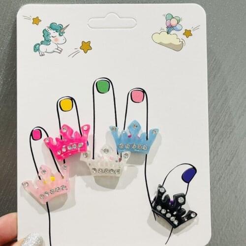 1Pcs Lovely Cute Kids Rings Crystal Crown Children Ewelry Fashion Multicolor Ring Girls Gifts Princess Jewelry Decoration Kinds