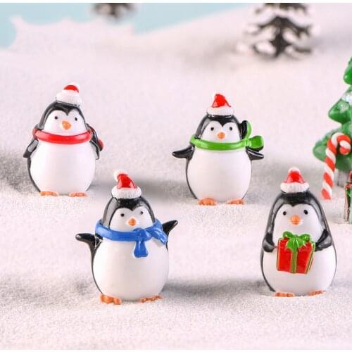 1pcs Christmas Penguins Figurines Miniatures Home Decoration Christmas Desk Accessories Christmas Tree Home Decoration