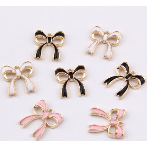 10pcs 20*17mm Enamel bowknot bow tie charms fashion Butterfly-shaped DIY fine jewelry accessories dropping oil alloy Pendant