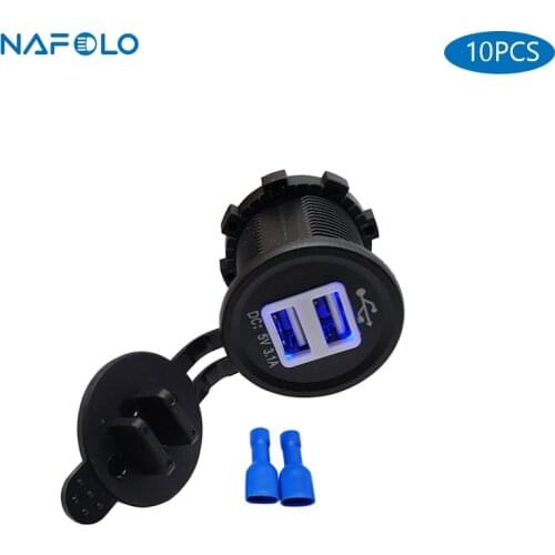 10 PCS Dual USB Car Charger For Car Boat Marine Caravan Truck Motorcycle Auto USB Socket Mount Charger Power Adapter