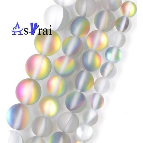 6 8 12 mm Rainbow Colors Matte Quartz Crystals Round Loose Spacer Beads For Jewelry Making DIY Natural Stone Beads Bracelet 15"