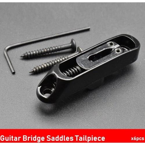 6Pcs Single Individual Bridge Saddles Tailpiece for Electric Bass Guitar Replacement Parts Black