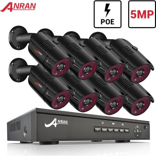 ANRAN 8-Channel 5MP Video Security System DVR recorder Outdoor Weatherproof CCTV Camera System H.265+ Surveillance Kit
