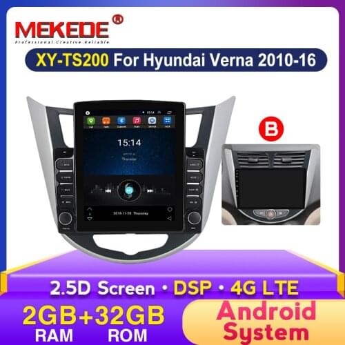 9inc 2+32G Car Radio 2 Din Android Video Multimedia Player For Hyundai Accent Verna 2010-2016 Navigation GPS Wifi DSP Carplay 4G