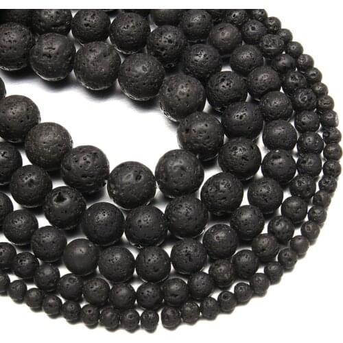 Natural Stone Lava Volcanic Stone Beaded Round shape Loose Spacer Bead for Jewelry Making DIY Bracelet Necklace Accessories