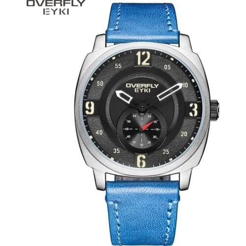 EYKI Brand Men Fashion Quartz Watch Waterproof Sports Watches Dual Display Watch Casual Leather Wristwatch Male Reloj Hombre