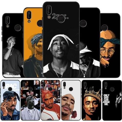 Rapper 2pac singer Tupac Black Silicone Soft Phone Case For Huawei 40 30 20 10 9 Lite Pro P smart 2019 Y6 Y6 Prime2019 Y9 2018