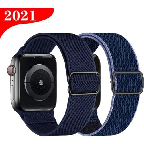 Elastic nylon loop strap for Apple Watch band replacement 44mm 40mm 38mm 42mm Stretch bracelet for iwatch series 6 SE 5 4 3 2