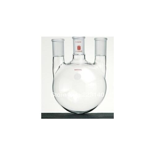 Flask, Three neck, Vertical, Capacity:100ml, Center joint:24/40, Side Joint:14/20