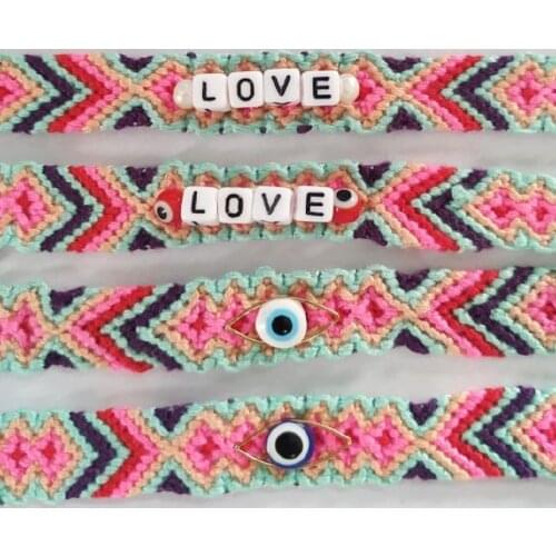 Go2Boho 2021 Friends Jewellery Turkish Evil Eye Bracelet Charms Bracelets For Women Ethnic Tassel Handmade Braided LOVE Breslet