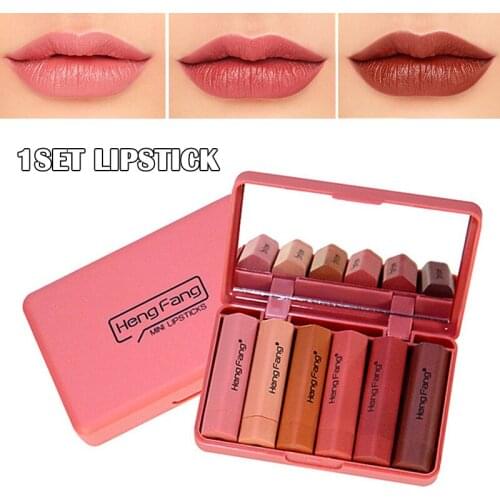High Quality 1 Set Lipstick Long Lasting Matte Makeup Cosmetic Portable Gift for Women Lady