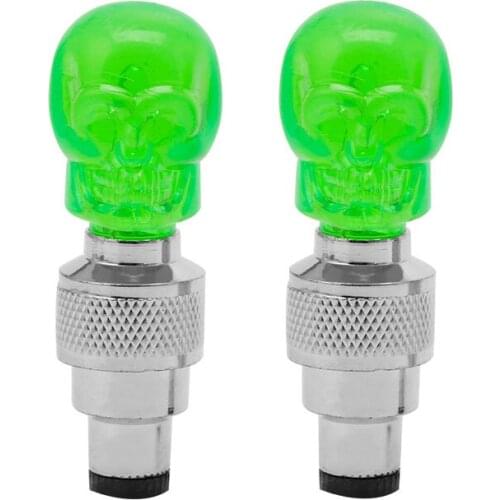 2pcs Skull Shape Valve Cap LED Light Wheel Tyre Lamp For Car Motorbike Bike New D0LB