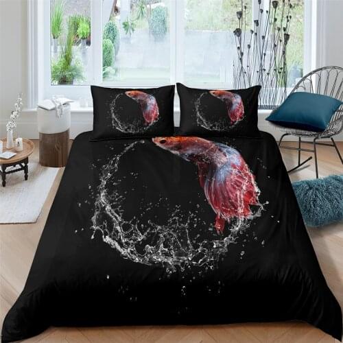 Cute Fish Printing 3D Bedding Sets Polyester Lightweight Duvet Cover 90 Young 240x220 Bed Liene Bed Set Double People Adult