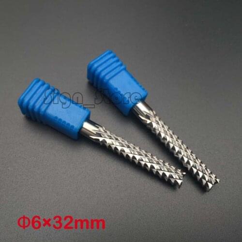 2PCS 6X32mm Corn Teeth End Mill, Milling Cutter CNC Router Bits Tools PCB, Printed Circuit Board Cutter on HDF,Fiber Glass