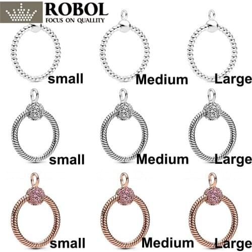 High Quality Original 925 Sterling Silver Moments Small Medium Large Pave O Pendant Fit for DIY Charm Necklace Free Shipping