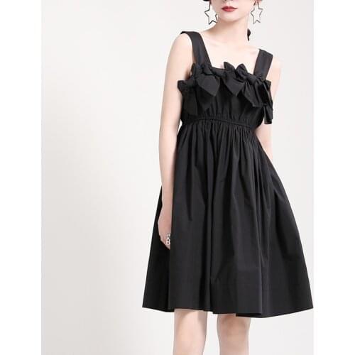 Dress Summer 2021 Summer Slimming French High Waist Suspender Dress Bow Skirt