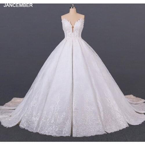 LSDZ14 White Beautiful Temperament Slim Backles Wedding Dresses 2020 Appliques Ball Gowns Strapless With Slessveless