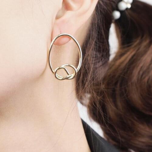 MANILAI Classic Gold Color Twisted Love Knot Stud Earrings For Women Simple Geometric Small Earrings Wedding Bridal Jewelry