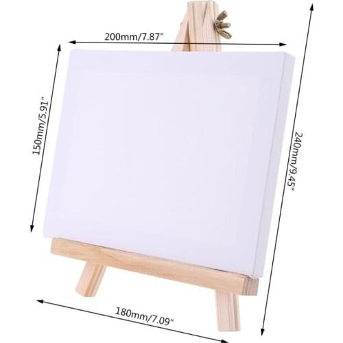 H05B Mini Canvas And Natural Wood Easel Set For Art Painting Drawing Craft Wedding Supply