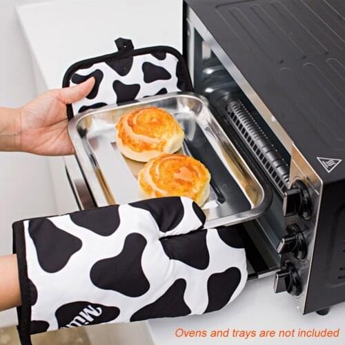 Oven Mitts Set Pot Holder Cooking Heat Resistant BBQ For Kitchen Polyester Soft Multifunction Baking Grilling Non Slip Gloves