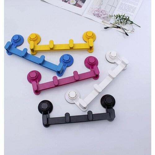 1pc Bathroom Towel Wall Hooks Suction Cup Hat Bag Hanger Holder Clothes Four Rows Of Hooks Bathroom porte
