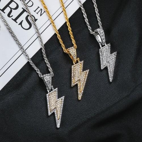 2021 Jewelry Fashion Retro All Zircon Lightning Necklace Mens Hip Hop Party Locomotive Accessories Lovers Necklace Jewelry