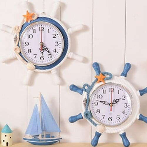 Casual Home Decoration Mediterranean Sea Sailing Wall Clock Watch Needle Single Face Ship 'S Anchor Helmsman Reloj Salon