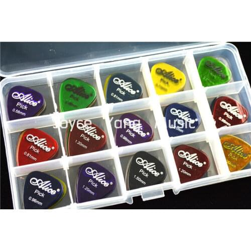 100pcs Alice Clear Transparent Acoustic Electric Guitar Picks Plectrums+1 Large Plastic Picks Holder Case Box Free Shipping
