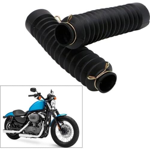652F 2Pcs Front Fork Motorcycle Dust Cover Gaiters Gators Boots Black Shock Absorber