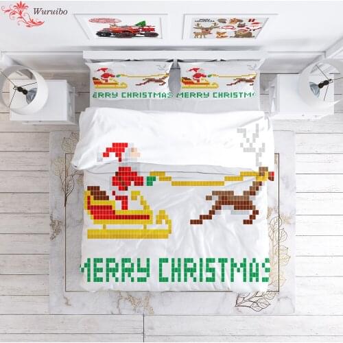 Merry Christmas Bedding Set Deer Duvet Cover Winter Animal Quilt Covers with Pillowcase Kids Gifts Bedroom Santa Claus Bed Linen