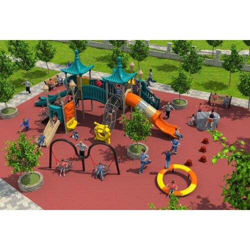 CE,ISO,TUV amusement outdoor playground structure park combination plastic slide toys YLW-17952