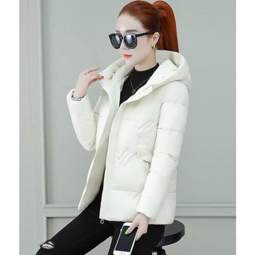 UHYTGF Woman Parka Winter Down Jacket Women Hooded Cotton Short Coat Zipper Preppy Style Plus Size Parka Warm Outwear Female 925
