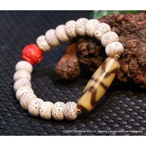 Magic Tibetan old Agate Ivory Color Tiger Tooth dZi Bead Hand Knitted Bracelet A LKbrother Talisman UPD210619A4