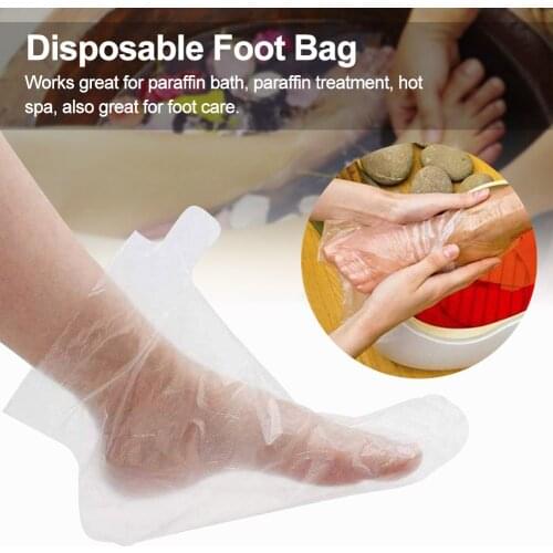 200pcs Thermal Therapy Socks Thicker Larger Disposable Booties PE Foot Bags Paraffin Bath Liner Pedicure Hot Spa Skin Care Clear