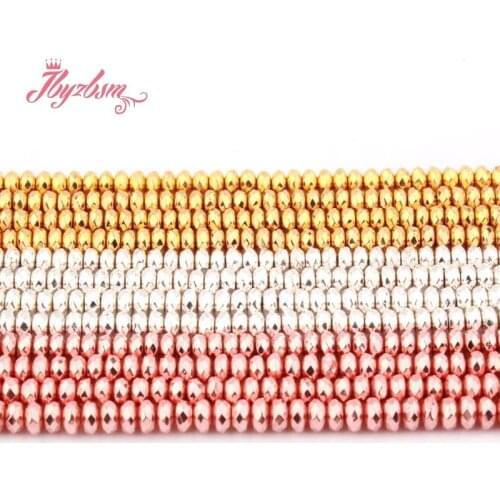 2x4mm Rondelle Coated Faceted Hematite Beads Natural Stone Beads For DIY Necklace Jewelry Making 15"(No Magnetic) Free Shipping