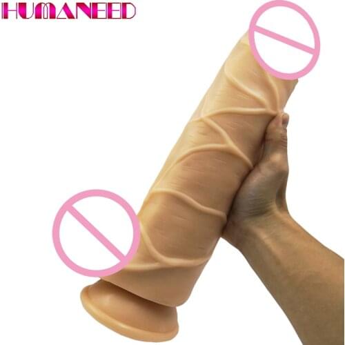 38*8cm Realistic Dildo Plus Big Penis Sucker Adult Toy For Women Lesbian Couple Huge Thick Dildos Anal Sex No Vibrator Sexy Shop