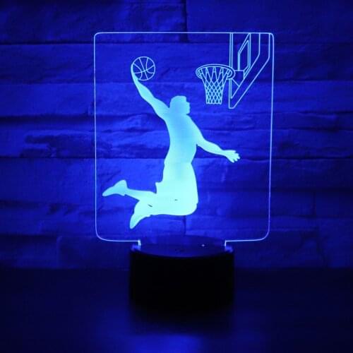 3D LED Night Light Slam Dunk Basketball Model 7 Color Changing Home Decoration 3d Optical Illusion Table Lamp Sports Fans Gift