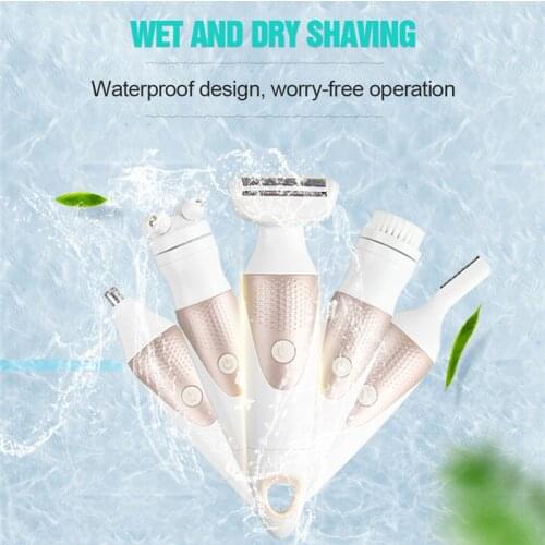 5 in 1 Electric Hair Remover Rechargeable Shaver Nose Hair Trimmer Eyebrow Shaper Leg Armpit Bikini Epilator For Women Trimmer