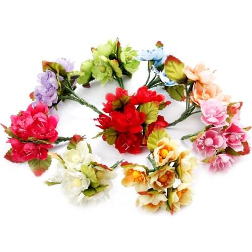 72 pcs 2-3Cm Fake Flower Kissing Balls Single Heads Artificial plum Flowers For Home Wedding Decoration Scrapbooking PE